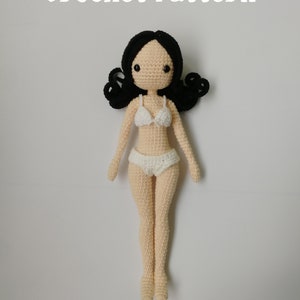 Silva-Doll body crochet pattern ( with wire ), Doll body able bending,30cm doll, include hair and panty,PDF file
