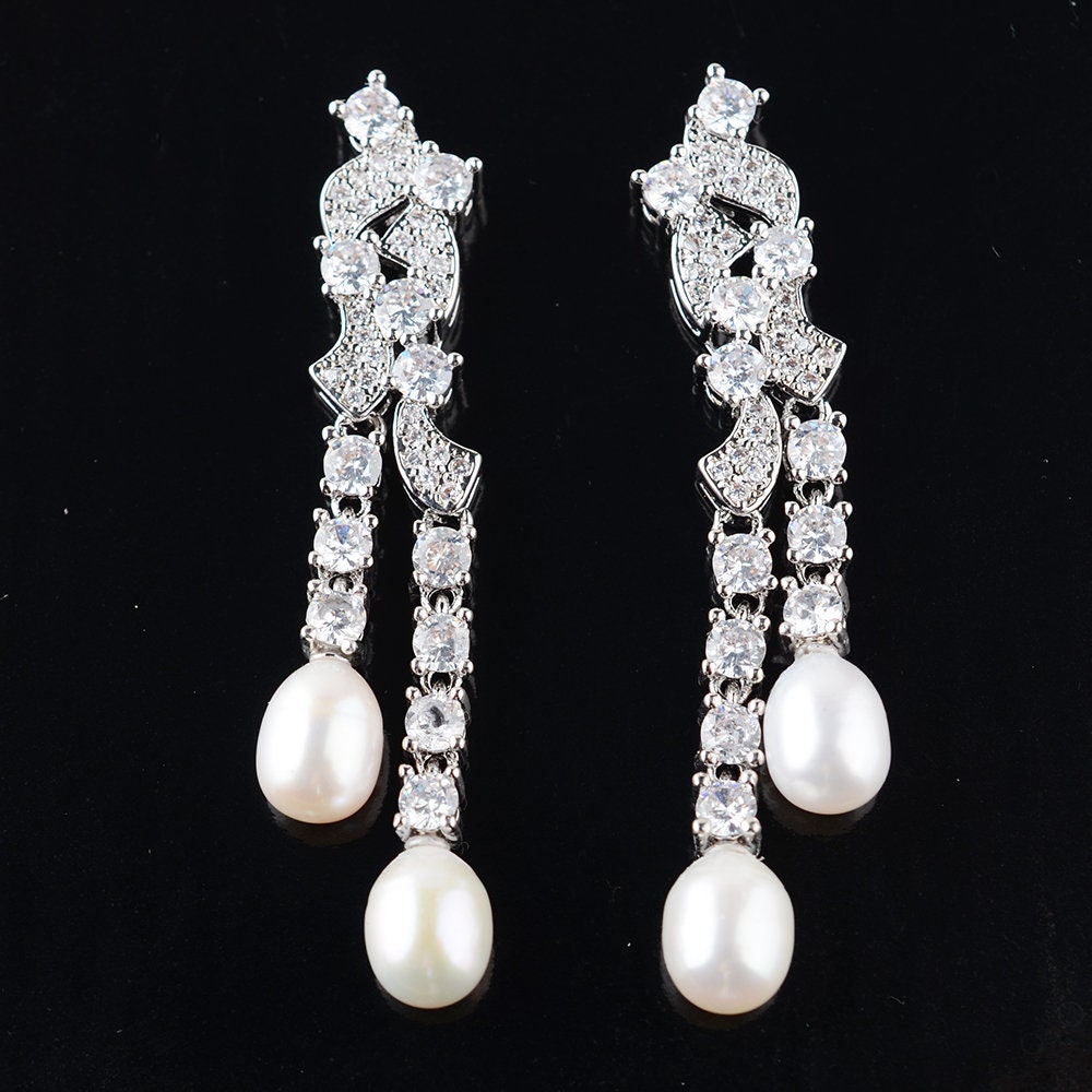 Classic Wedding Jewelry Set 4 Strands White Cultured Pearls - Etsy