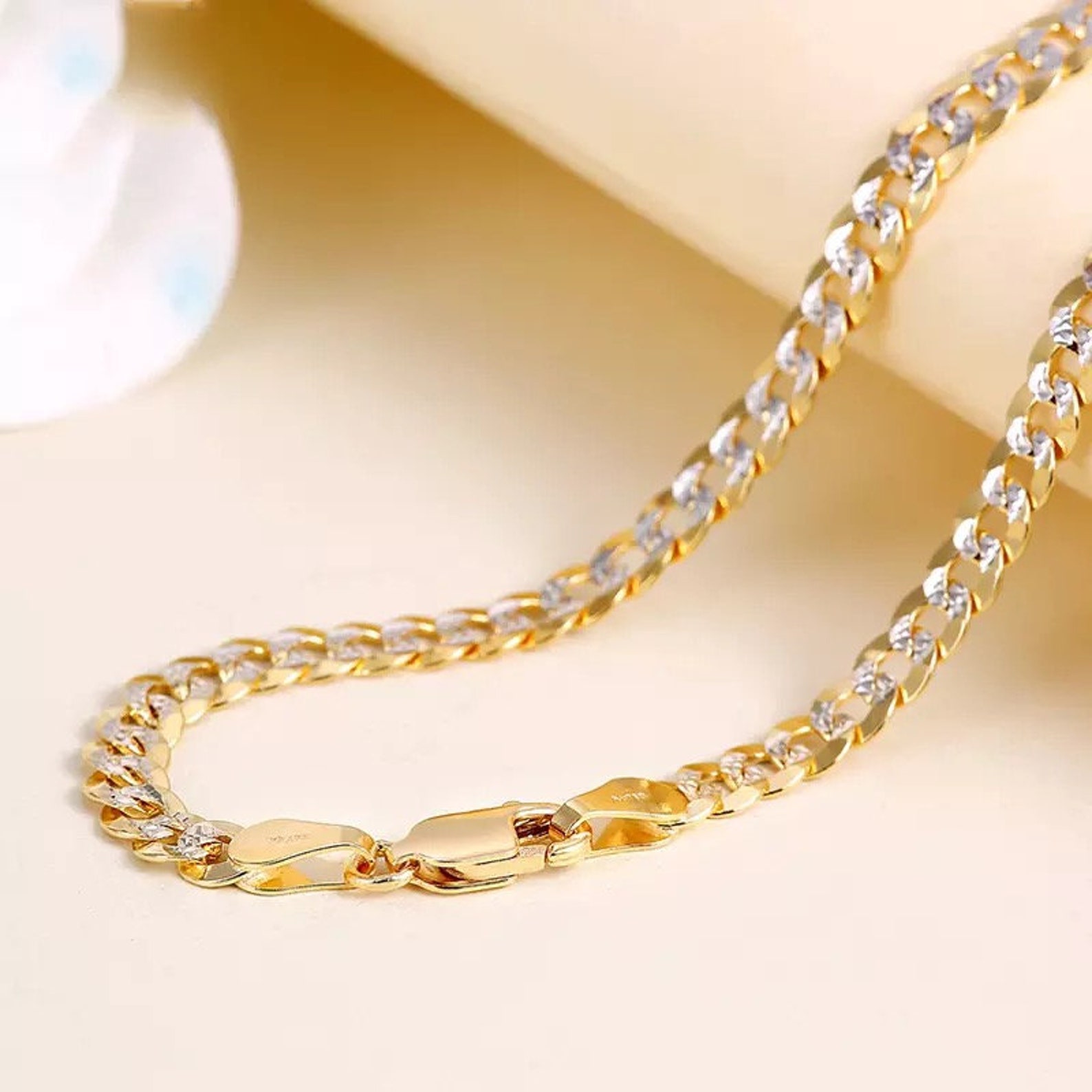 Men 18k Pure Gold Necklace Au750 Solid Gold Chain Men Jewelry Etsy