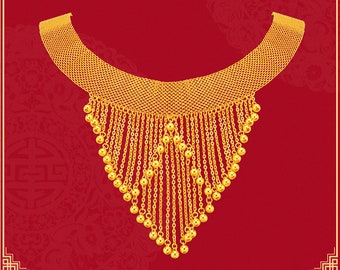 Princess Pick! Classic Chain Jewelry 24k Solid Gold Necklace for Women