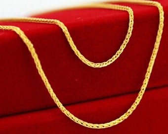 Best Seller Minimalist Jewelry 18K Gold Au750 Fine Gold Chain Women Wheat link Necklace 18inches