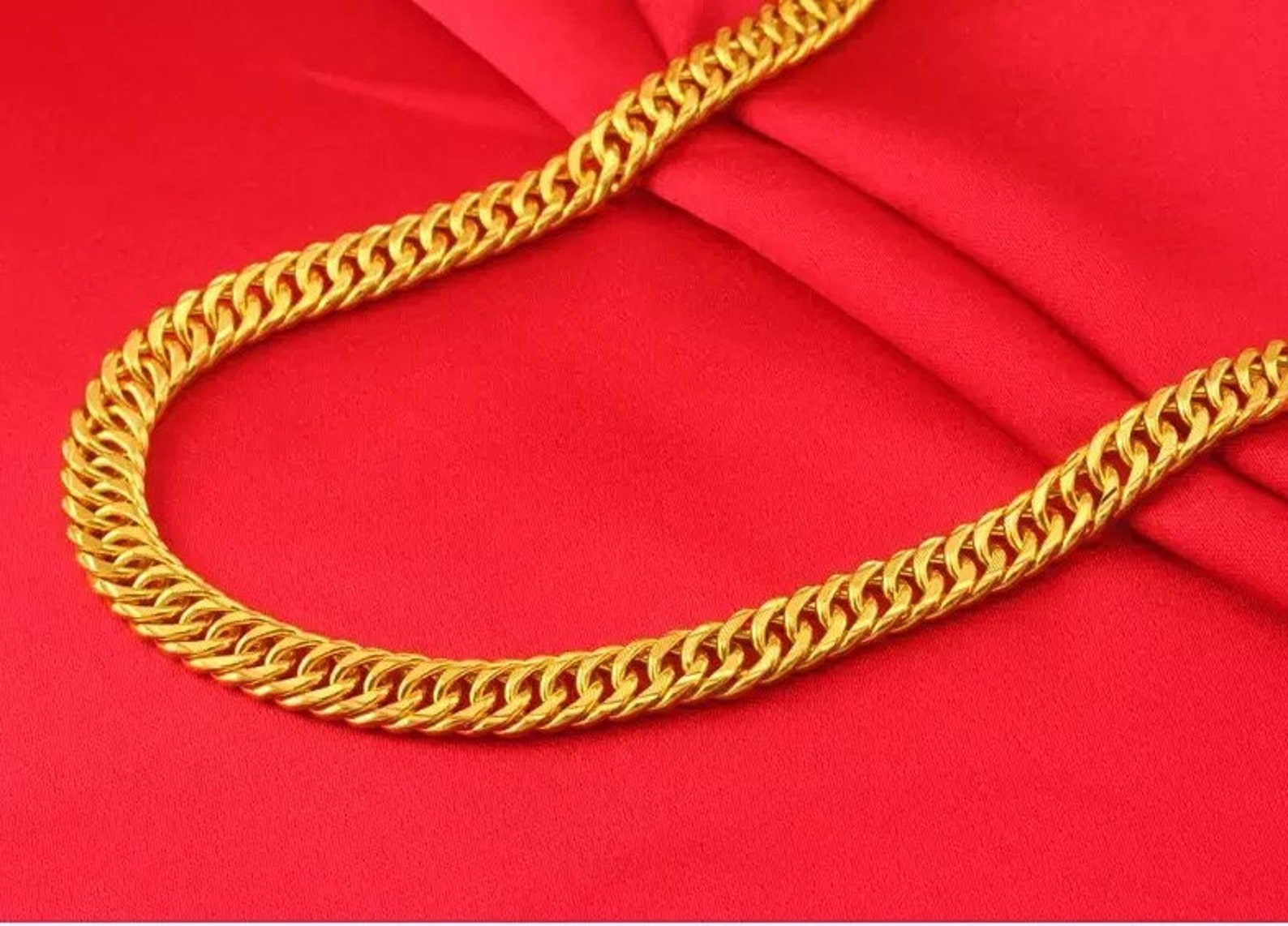 24K Solid Yellow Gold Necklace 22.22gram Men Women Jewelry Etsy