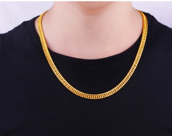 Snake Chain, 18k Saudi gold necklace, Necklace For Men, Gold Plated Necklace,  24 Inches