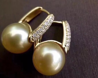 Elegant Dangle Drop Earrings 8-9mm Natural Freshwater Pearls for Women