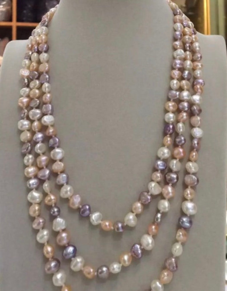 Multi-color Long Pearl Necklace Jewelry Genuine Freshwater - Etsy