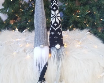 Handcrafted Christmas Gnomes: Gray & White Beards, Metallic Noses