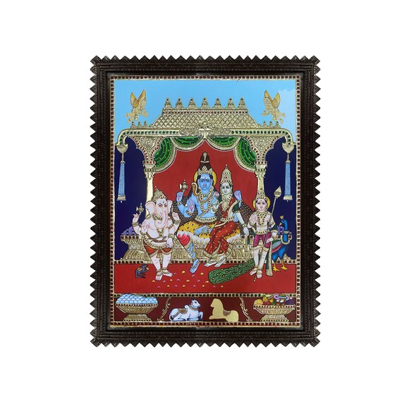 Shivan Family Tanjore Painting Hindu Religious Wall Decor for Etsy