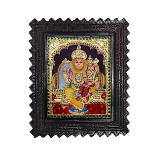 Lakshmi Narasimha Tanjore Painting, 13&quot;x11&quot;, 22K Gold Foils. Ready Stock. Immediate Dispatch