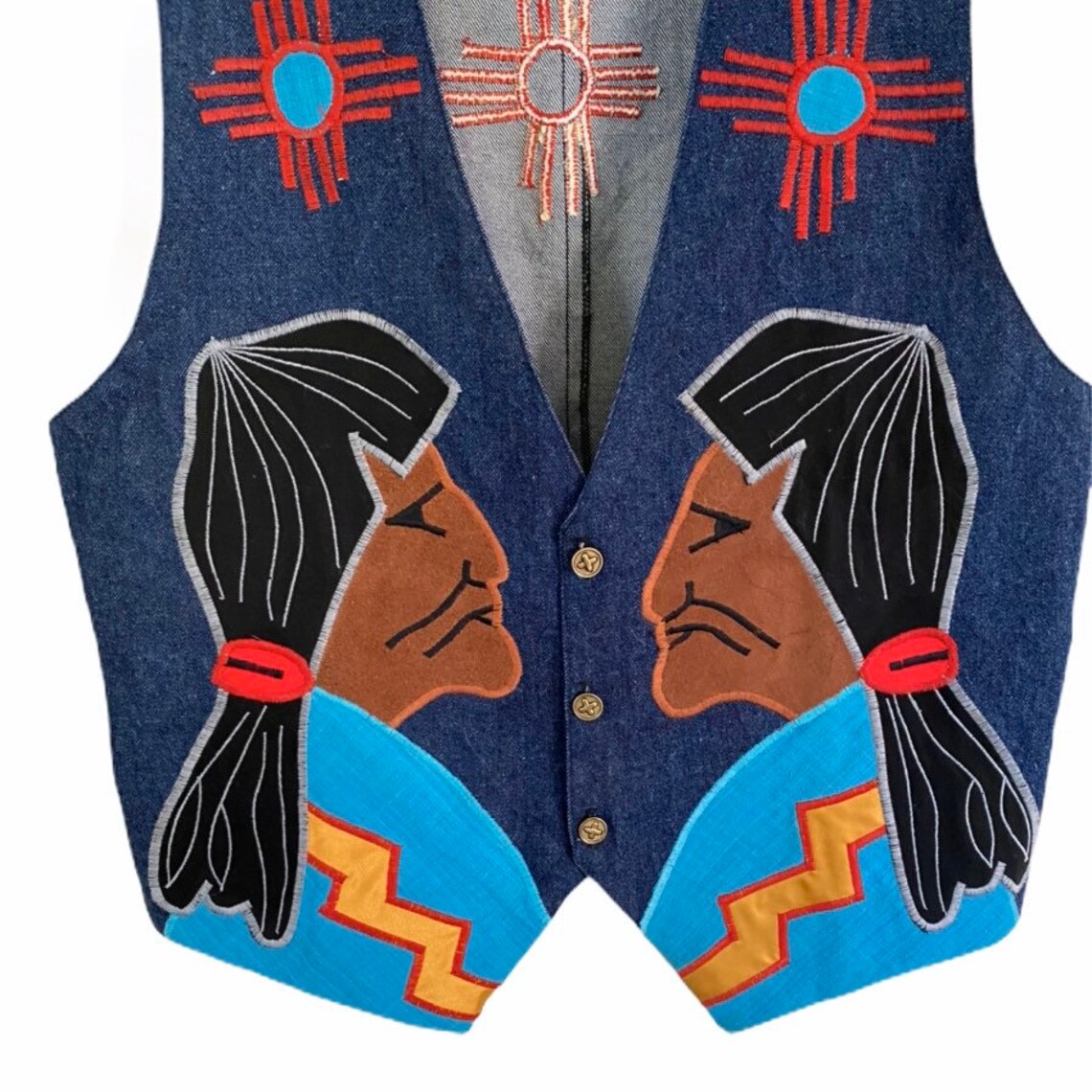 Vintage Native American Denim Vest | Etsy