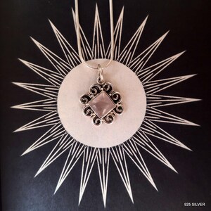 Collier pendentif à breloques en quartz rose naturel, travail raffiné, bijoux en argent sterling 925, cadeau pour ses fiançailles, cadeaux d&#39;anniversaire
