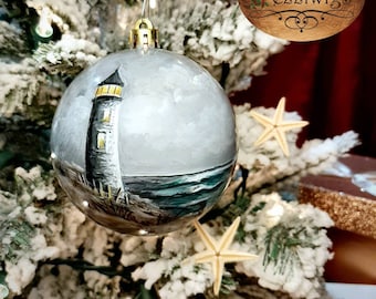 Hand painted Lighthouse Shatterproof Ornament