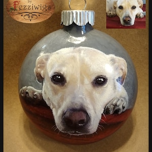 Custom Hand Painted Pet Portrait /Pet Memorial Portrait / Loss of Pet Sympathy Gift / Pet Memorial Gift on Glass or Shatterproof Ornament