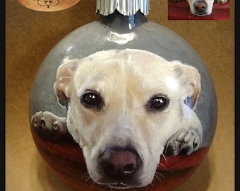 Custom Hand Painted Pet Portrait from Photo / Portrait / Pet Memorial Portrait/ Loss of Pet Sympathy Gift on Glass or Shatterproof Ornament