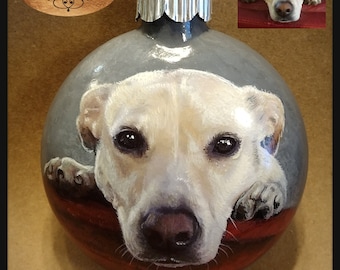 Custom Hand Painted Pet Portrait /Pet Memorial Portrait / Loss of Pet Sympathy Gift / Pet Memorial Gift on Glass or Shatterproof Ornament