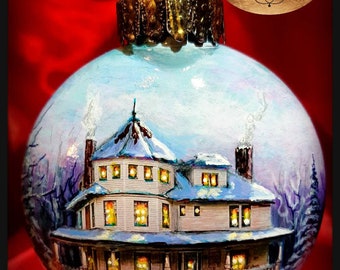 Hand Painted Custom House Portrait Shatterproof Ornament