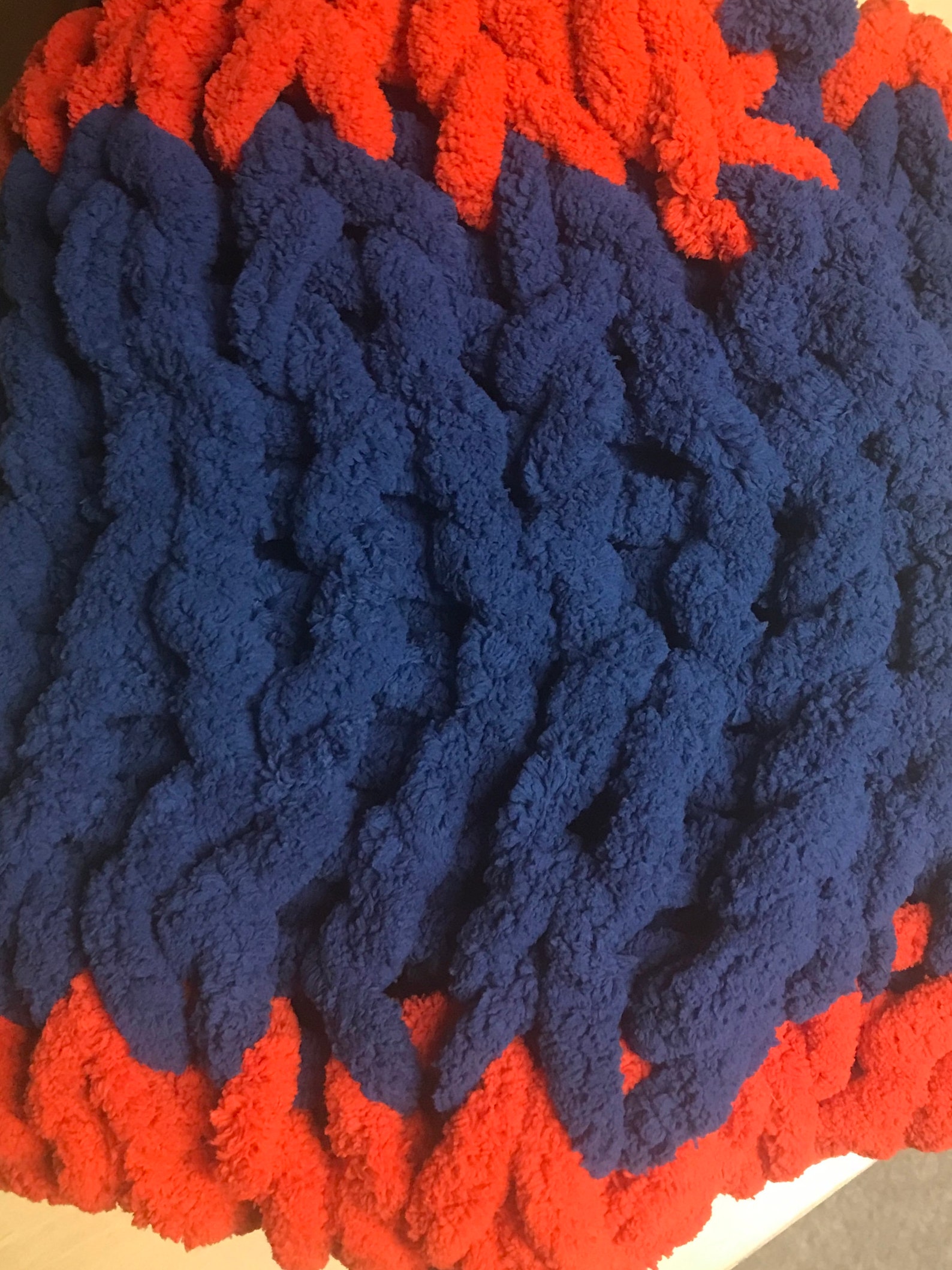 Navy and Orange Chunky Blankets Handmade knitted blanket Etsy.de