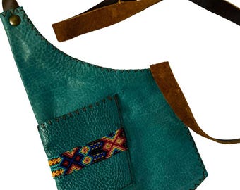 Mexican Embroidered leather Shoulder bag