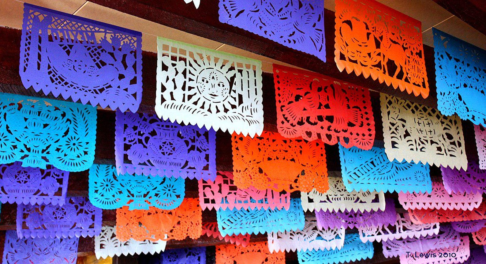 Papel Picado Banner Hand Made in Mexico, Day Of The Dead, Fiesta Decor