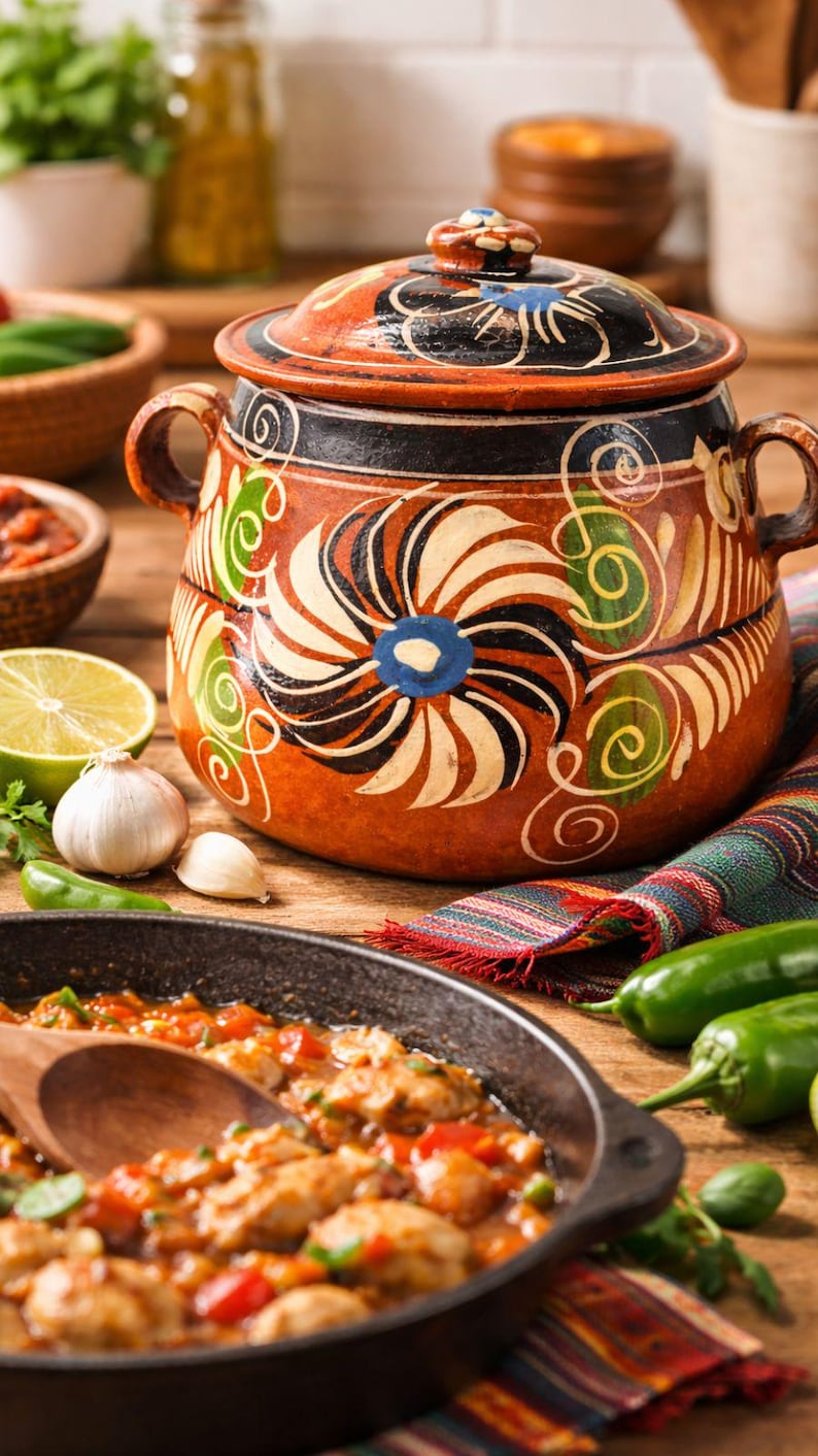 Pot In Spanish Hand-painted Mexican Traditional Terracotta Olla With Handles - Etsy