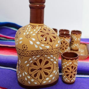 High-Temperature Talavera Tequila Decanter & Shot Glasses