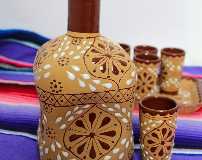 Handcrafted Talavera Tequila Set – Decanter & Shot Glasses