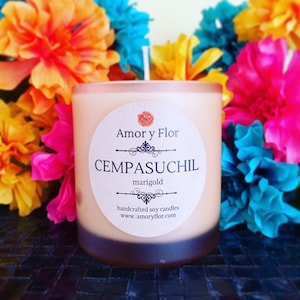 Vela Marigold Cempasuchil - Día de Muertos, Día de Los Muertos, Vela Vegana