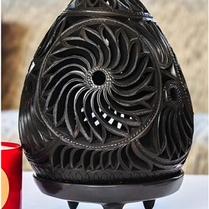 Barro Negro Lantern With Floral Design