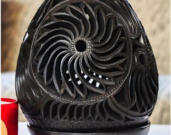 Barro Negro Lantern With Floral Design