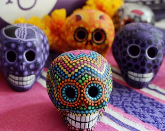 Calvera Skulls Day of the Dead - Dia de los Muertos Calavera, Mexican Skull, Ceramic Skull, Sugar Skull, Ofrenda, Altar Decor
