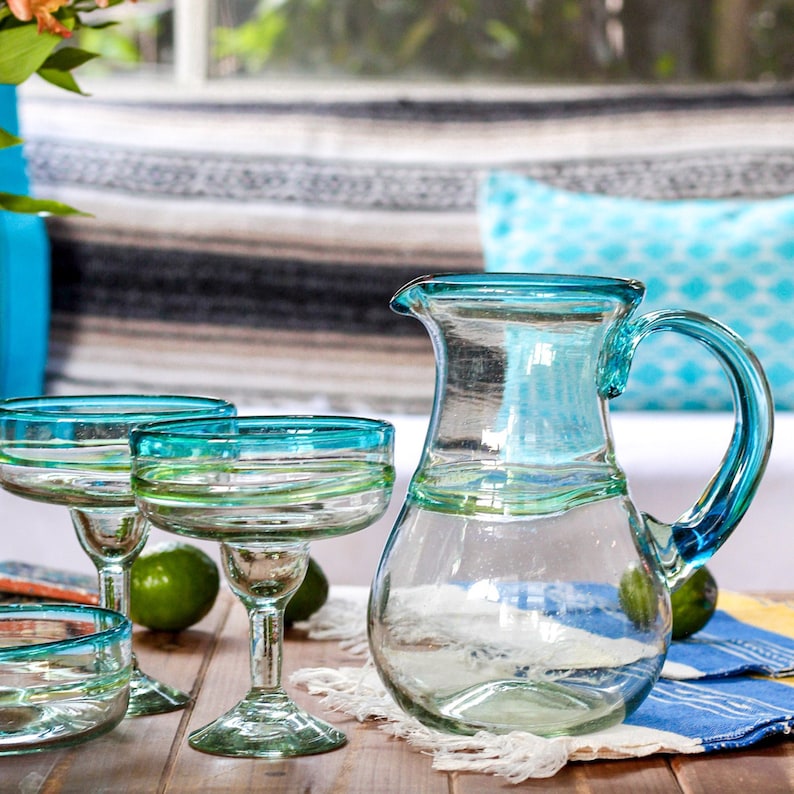 Hand Blown Margarita Glassware Set Etsy Australia