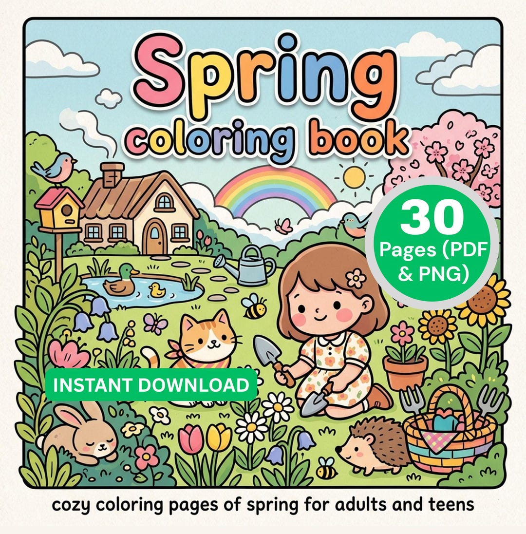 Cozy Spring Coloring Book for Adults and Teens | Printable Cozy ...