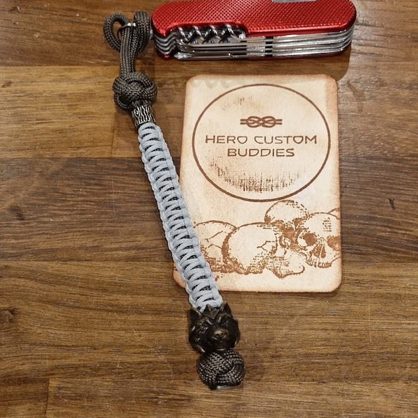 Handmade Paracord Lanyard/Keychain – Black/Red – Type III 550 With Microcord – Cobra Weave – 7-8 Inches