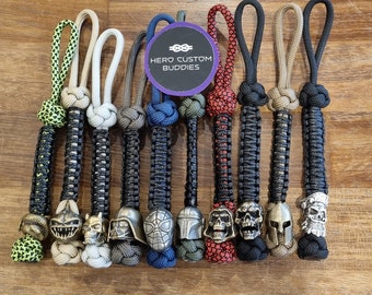 Metal Bead Devil Skull Pirate Spartan Warrior Grim Reaper Paracord 550 EDC Knife Lanyard