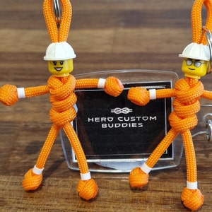 Construction Worker Engineer Builder Keyworker Paracord Keyring Keychain Orange