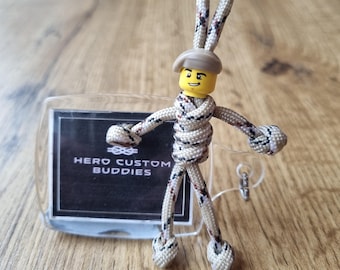 Army Soldier Beige Beret Paracord Keychain Keyring Gift for Armed Forces