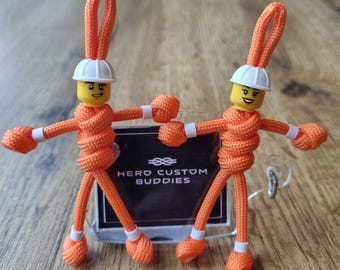 Construction Worker Engineer Builder Keyworker Paracord Keyring Keychain Orange