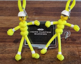 Construction Worker Engineer Builder Keyworker Paracord Keyring Keychain Fluorescent Yellow