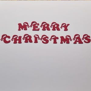 Merry Christmas Die Cut Letters in Santa Hats Card Embellishments - Set of 5