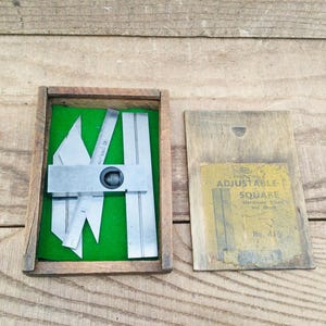 Vintage Moore & Wright No.414 Adjustable Precision Square And Straight Edges