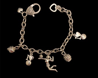 Handmade I Love Volleyball Stainless Steel Charm Bracelet