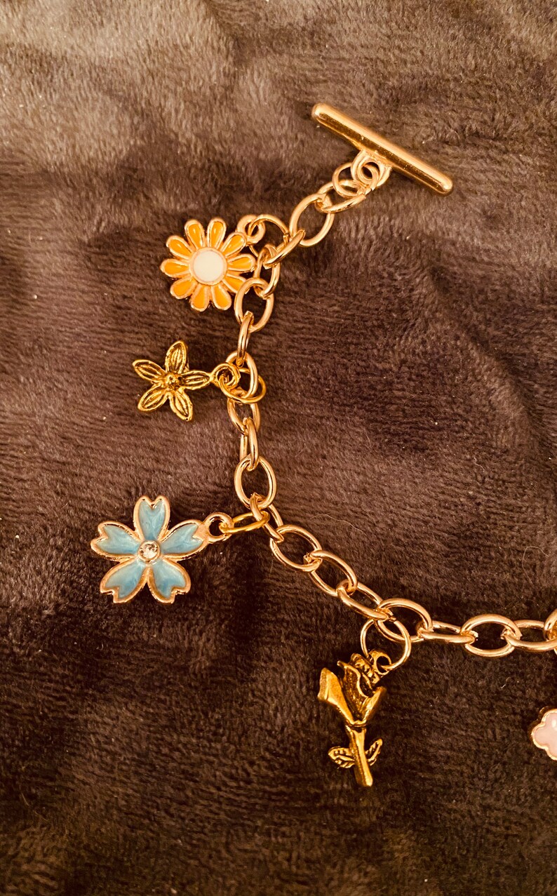 Bouquet of Flowers That Wont Die Handmade Charm Bracelet Etsy