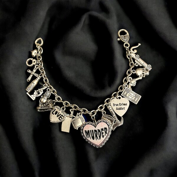 Handmade True Crime Addict Charm Bracelet!