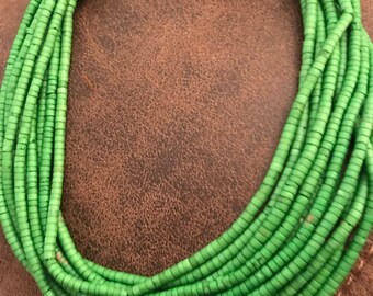 Green Multi-strand beaded vintage necklace - Handmade!