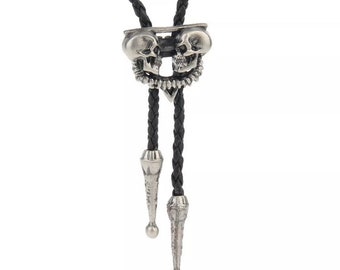 Gothic Skulls Bolo Tie!  Perfect for Halloween or Gothic Wedding!