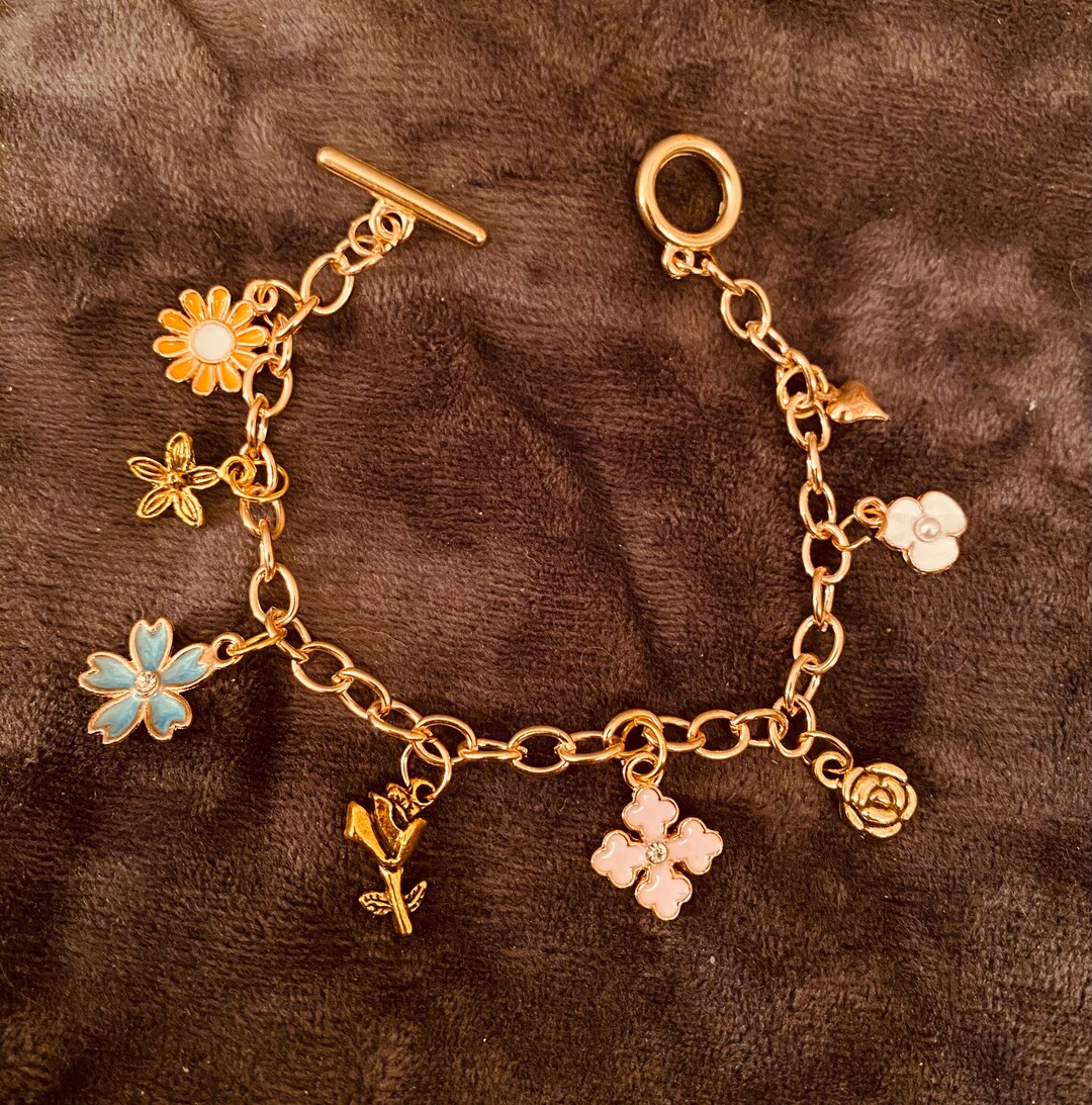 Bouquet of Flowers That Wont Die Handmade Charm Bracelet Etsy