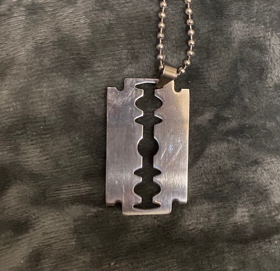 Jean Paul Gaultier Vintage Sterling Silver Razor Blade Necklace at