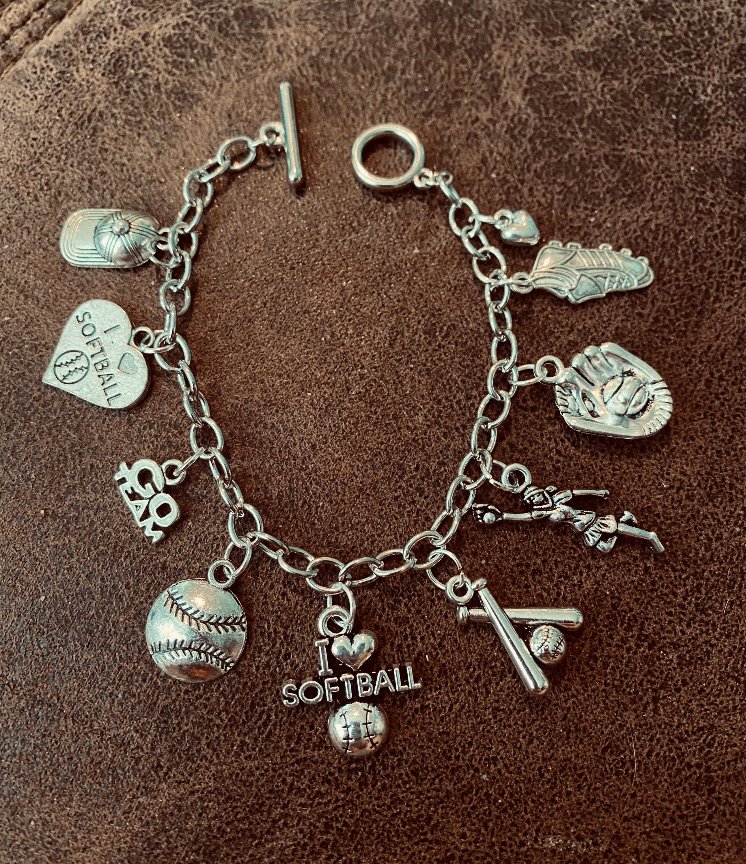 Sterling silver softball charms sale