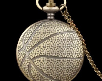 Vintage Basketball Bronze Taschenuhr mit Kette