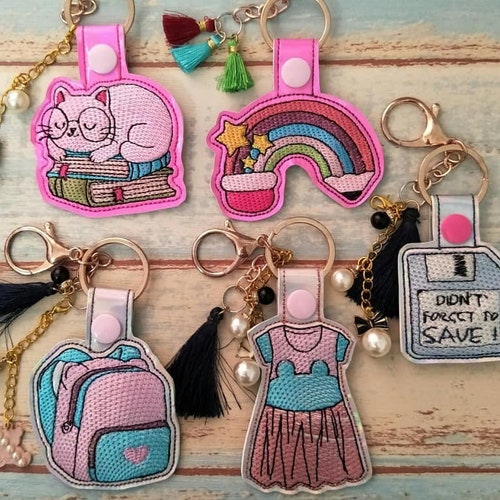 In the Hoop Embroidery Designs Bundle Set Features Key Fob Etsy