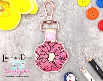 Scrunchy ITH Key Fob Embroidery Design File, Snap tab, In the Hoop Blank Key Fob Embroidery Machine Design, Key chain embroidery design